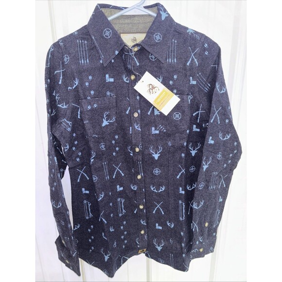 Legendary Whitetails Long Sleeve Flannel Shirt Button Up Womens Size Small Navy - Picture 1 of 5
